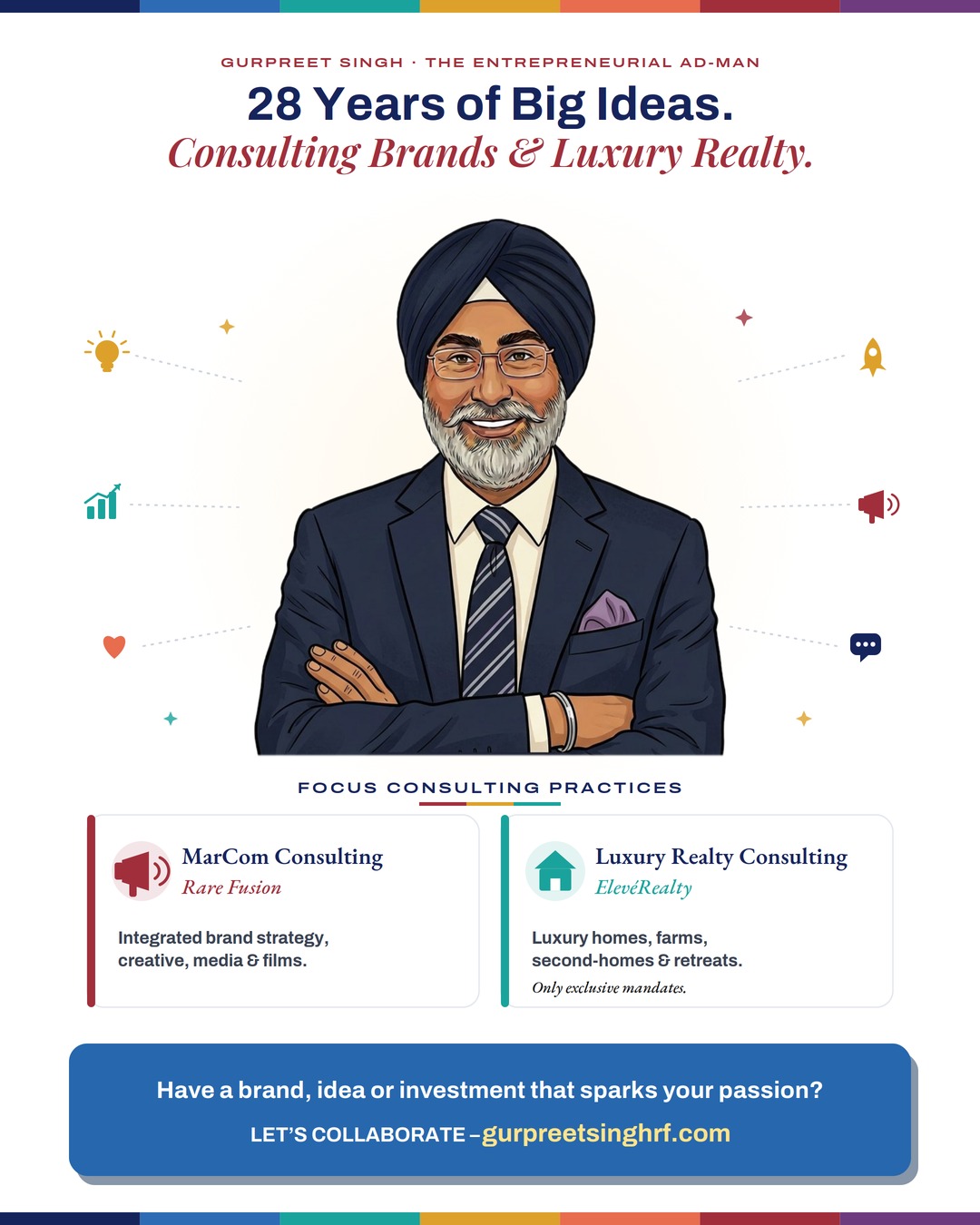 Gurpreet Singh — The Entrepreneurial Ad-Man: focus consulting practices in MarCom Consulting with Rare Fusion and Luxury Realty Consulting with ElevéRealty